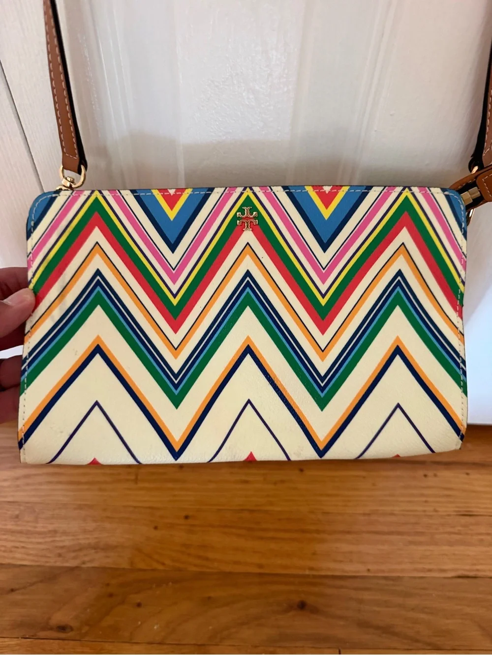 Striped Chevron Crossbody Bag in Multicolor